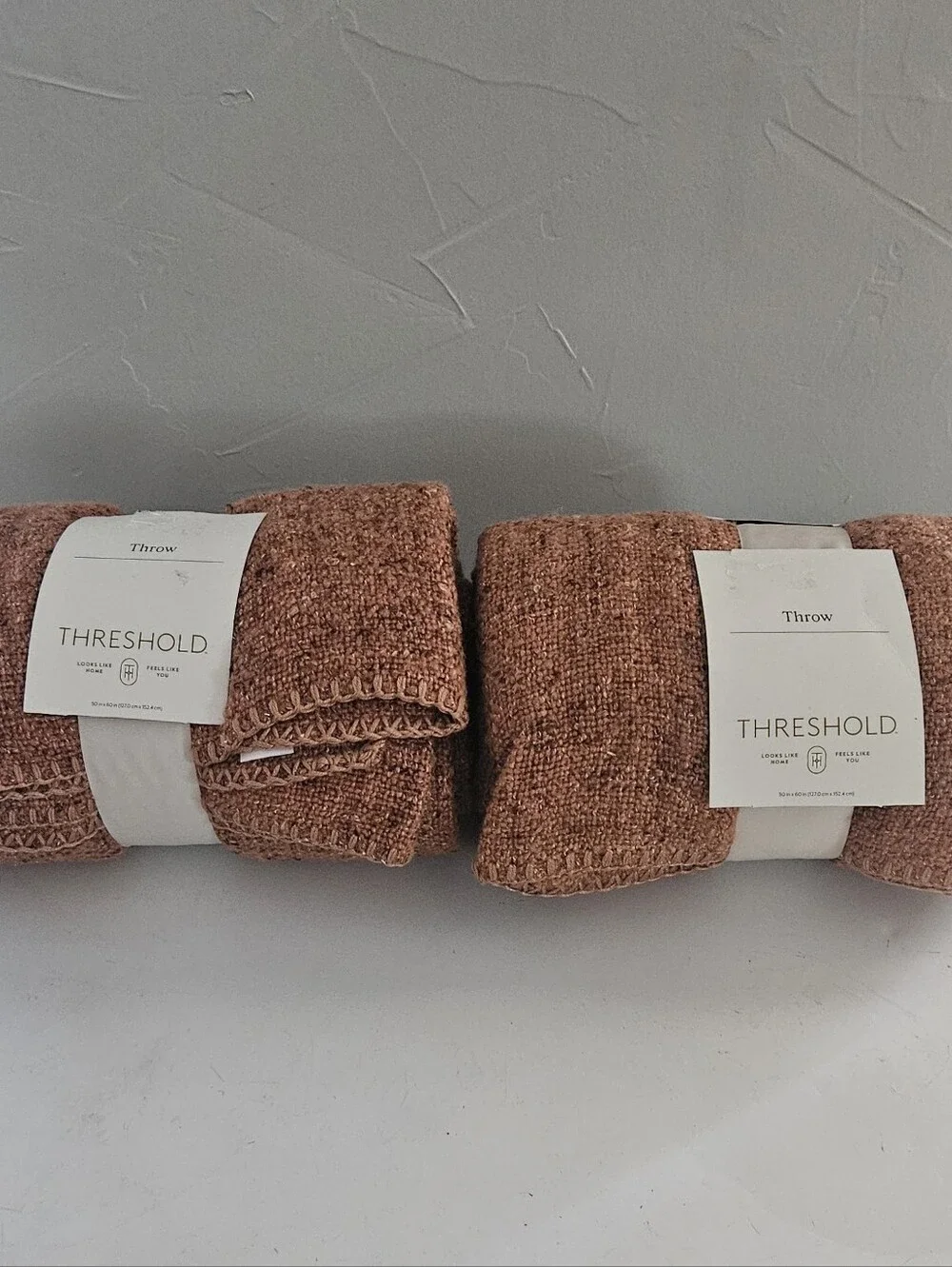 Threshold Marled Boucle Textured Cozy Throw Blankets (2) Matching BNWT 50x60